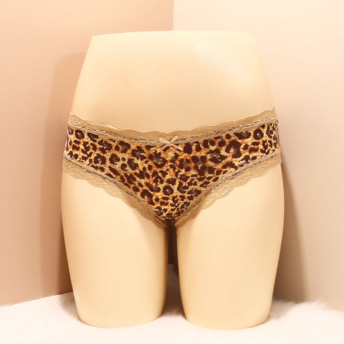 外贸内裤女冰丝无痕豹纹三角裤夏