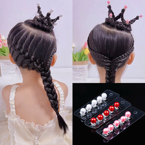 儿童迷你珍珠豆豆夹皇冠发型