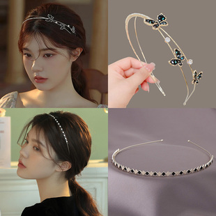 超仙小众森系滴油蝴蝶水钻发箍女高级感法式双层压发发卡外出头箍