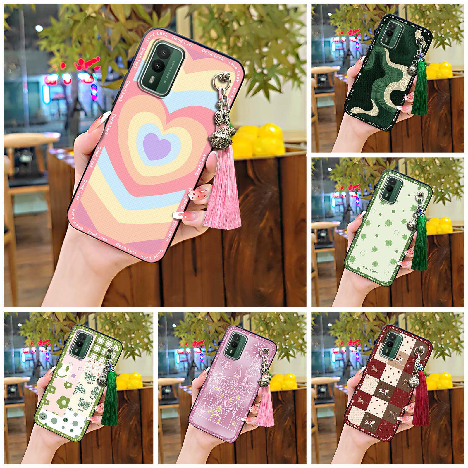 适用诺基亚XR21手机壳静雅散热卡通硅胶防尘可爱铃铛软壳流苏