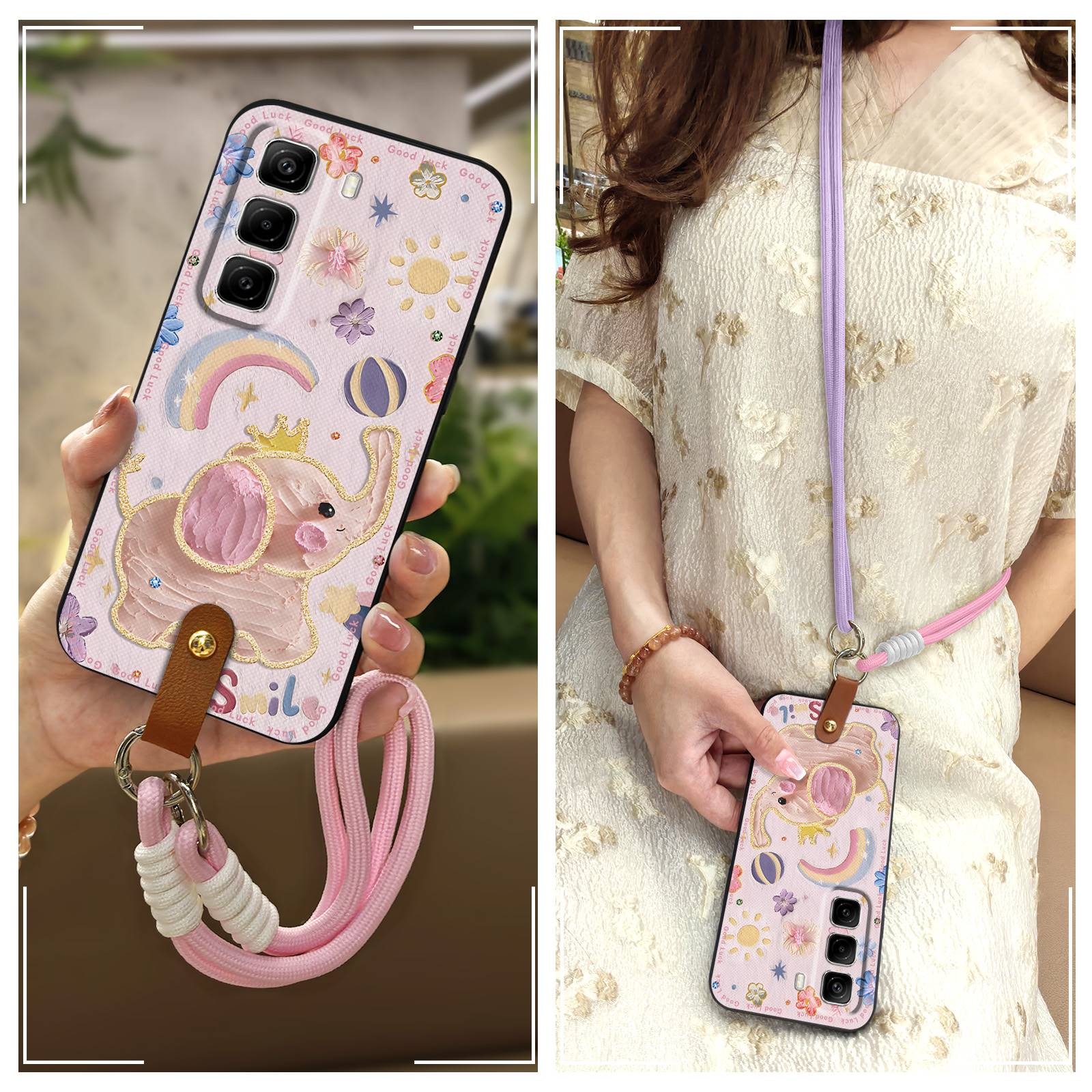 适用infinix Hot50 Pro/X6881手机壳创意防尘斜跨挂脖全包边挂绳