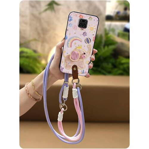 适用小米Poco M2 Pro/红米Note10 Lite/Note10青春版手机壳情侣散热斜跨创意新款女款挂脖硅胶双色软壳青春