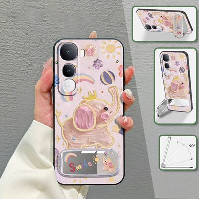 适用VIVO Y400海外版/IQOO Z10 Lite 4G手机壳青春质感新款支架潮流化妆镜镜子软壳情侣可爱防尘数码纯色个性