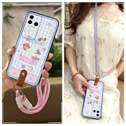 适用VIVO S18 Pro/V30 Pro手机壳散热腕带潮流女款简约防尘数码卡通可爱软壳斜跨手提创意硅胶挂绳双色Q版