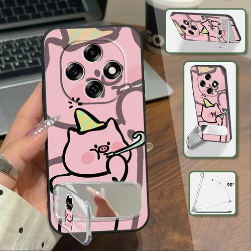 适用OPPO A6 Pro 5G国内版/F31Pro手机壳数码化妆镜支架趣味纯色软壳硅胶男女款情侣创意简约青春卡通全包边