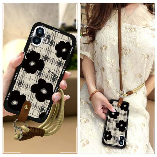 适用Nothing Phone2手机壳防尘质感青春手提挂绳软壳双色腕带简约