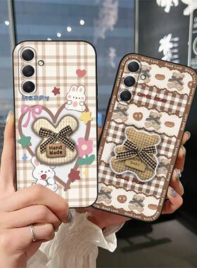 适用三星M54 5G/F54/SM-M546B手机壳情侣纯色创意布贴可爱散热3D