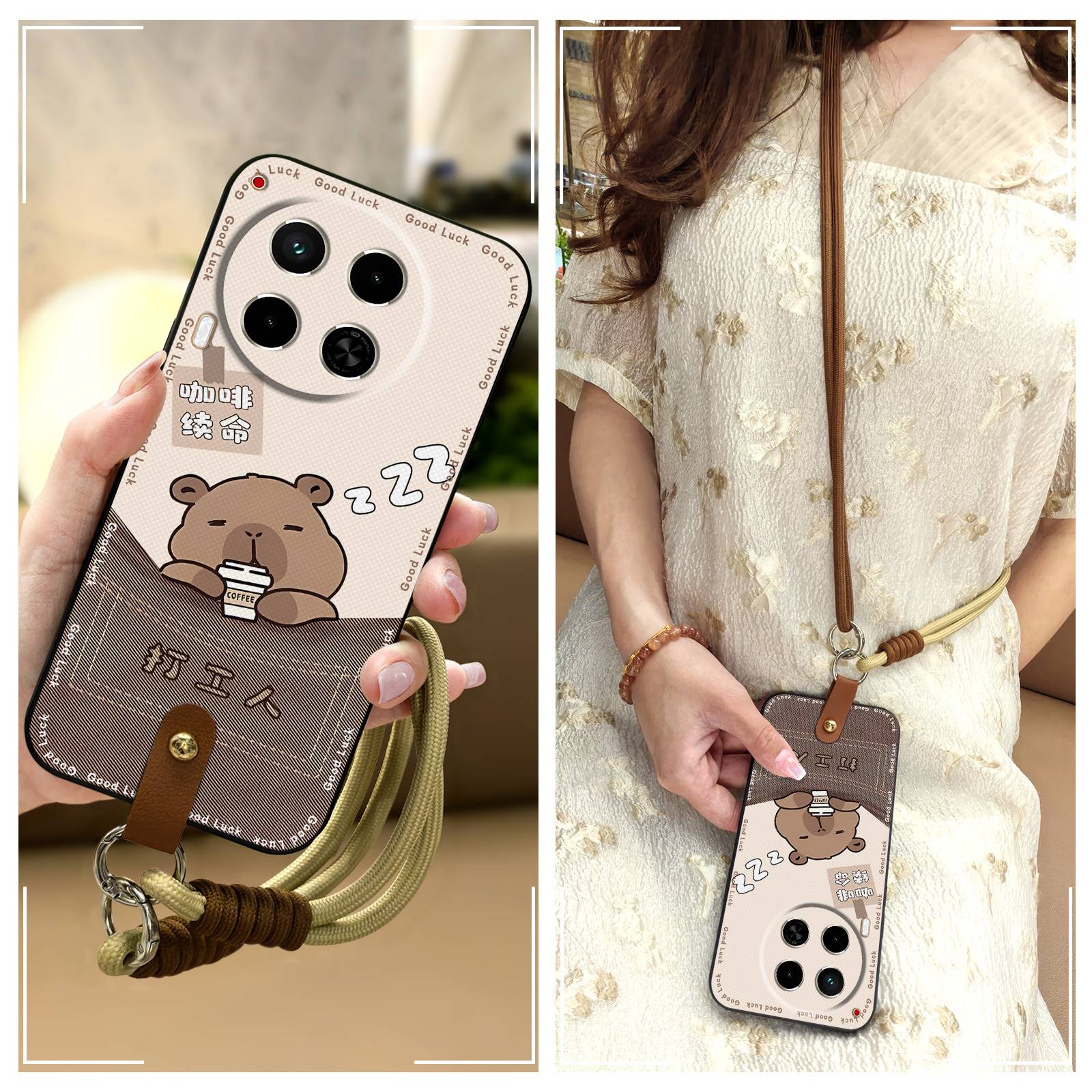 适用Tecno Camon30/4G/5G/CL6/CL7手机壳斜跨手提青春软壳卡通