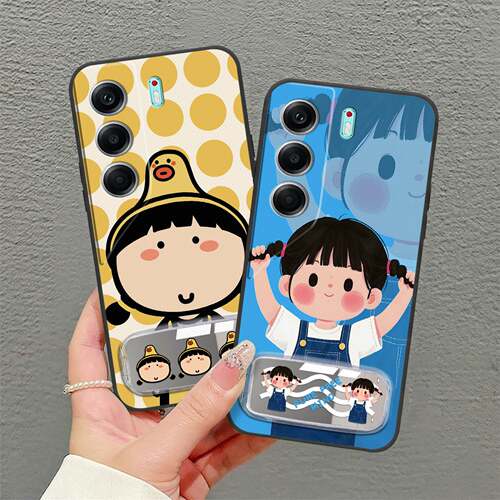 适用Tecno Camon40 Pro 5G/传音CM7手机壳数码散热镜子全包边青春化妆镜简约支架趣味新款可爱潮流创意情侣