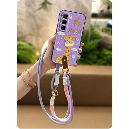 适用infinix Hot50 Pro/X6881手机壳双色全包边潮流卡通创意手提Q版挂绳腕带情侣软壳可爱斜跨女款简约防尘