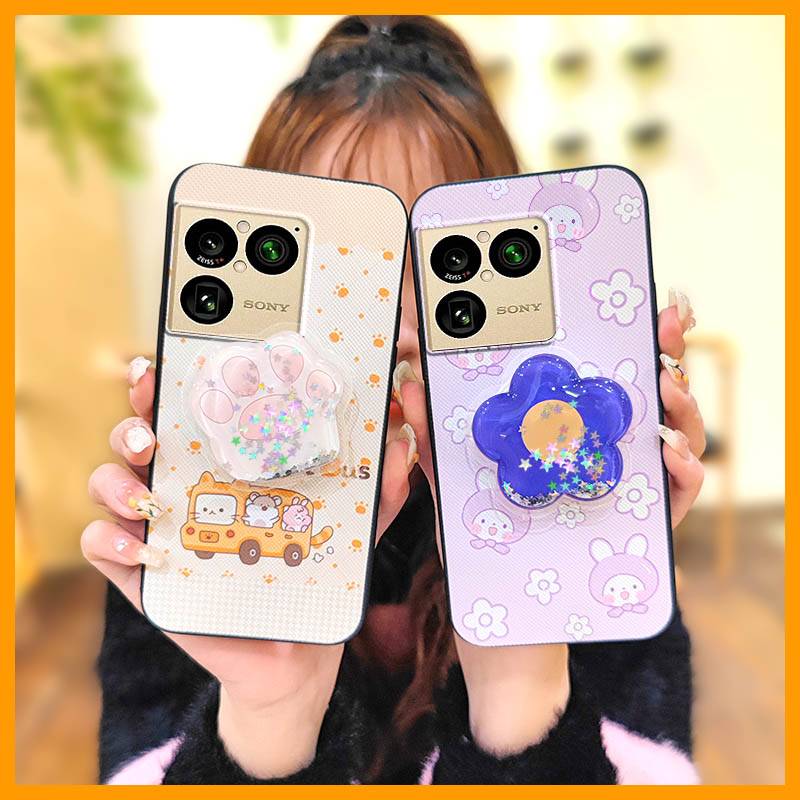 适用索尼Xperia1 VIII/Xperia1 8代手机壳可爱奢华支架趣味动漫旋转搞怪液态简约流沙卡通男女款创意透明青春