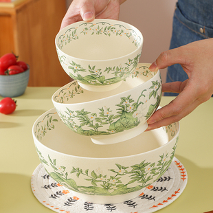 家用米饭碗2025新款 家有儿女陶瓷碗轻奢高级感面碗釉下彩餐具套装