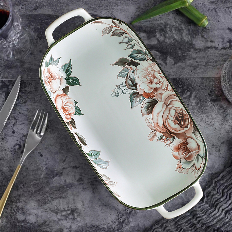 家用陶瓷蒸鱼盘可微波鱼盘