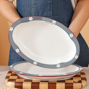 鱼盘家用蒸鱼盘子2025新款松昌大盘子创意日式和风装鱼菜盘大号盘