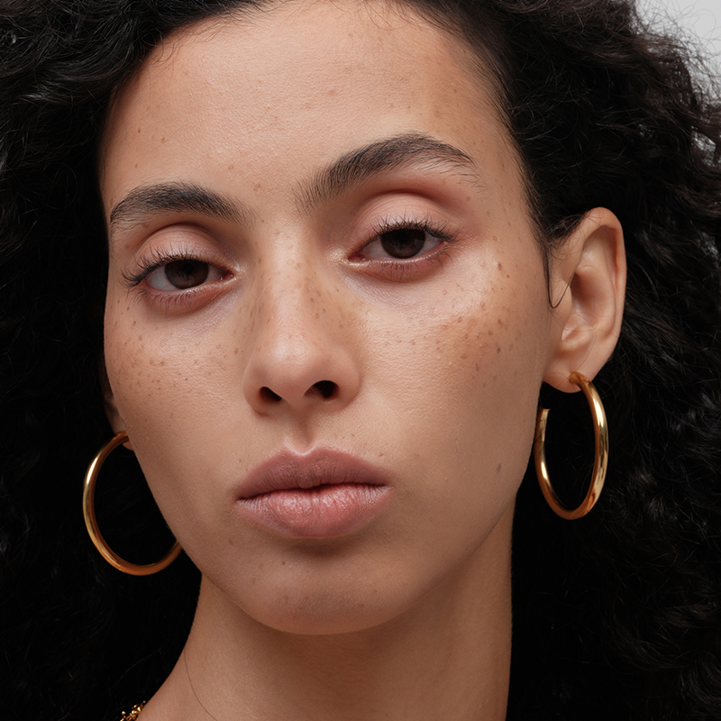 【CnHnOn脂肪商店】欧美简约时髦C形金色空心大耳圈百搭耳环