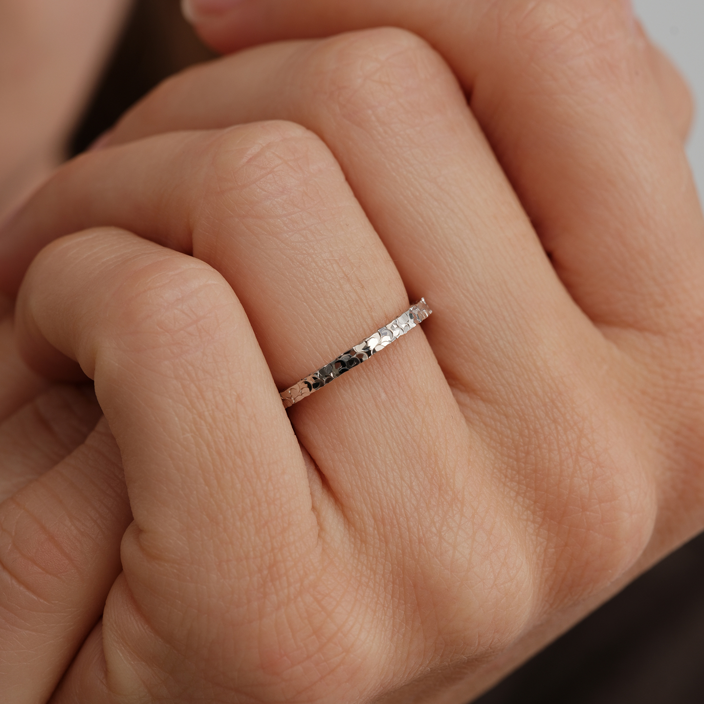 【CnHnOn脂肪商店】s925纯银实心闪片叠加波光鳞片纹理百搭戒指