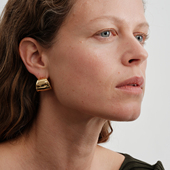 CnHnOn脂肪商店 欧美渐变卷边简约质感现代时髦宽曲面耳圈耳环