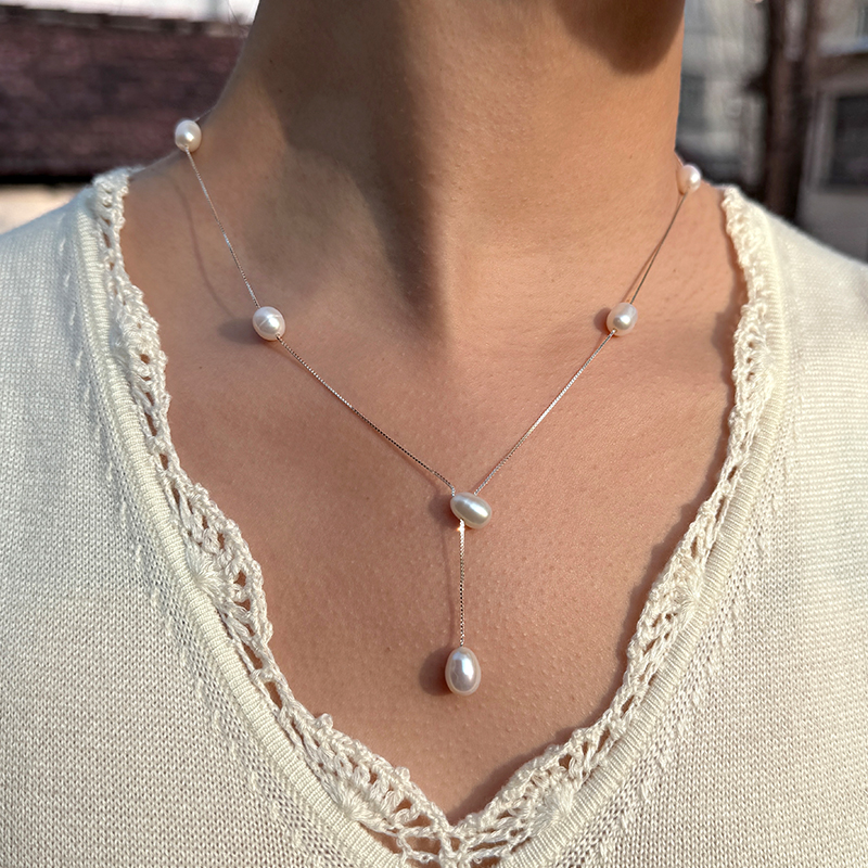 【CnHnOn脂肪商店】s925银天然珍珠法式裸感简约银锁骨链项链