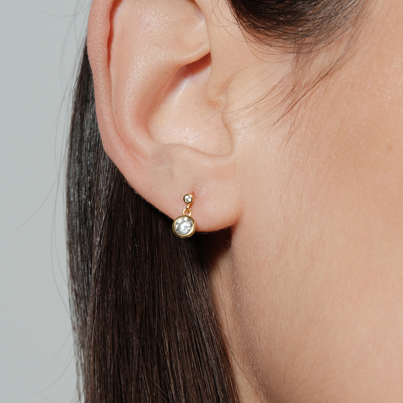 【CnHnOn脂肪商店】s925纯银气泡圆钻锆石剔透闪亮高级耳钉耳环