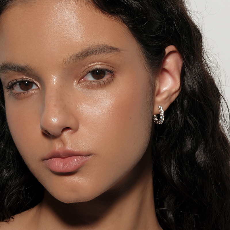 【CnHnOn脂肪商店】s925纯银莫桑钻轻奢高级感双面镶钻耳圈耳钉