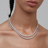 CnHnOn脂肪商店 s925纯银4mm活彩锆石高碳钻tennis镶钻项链