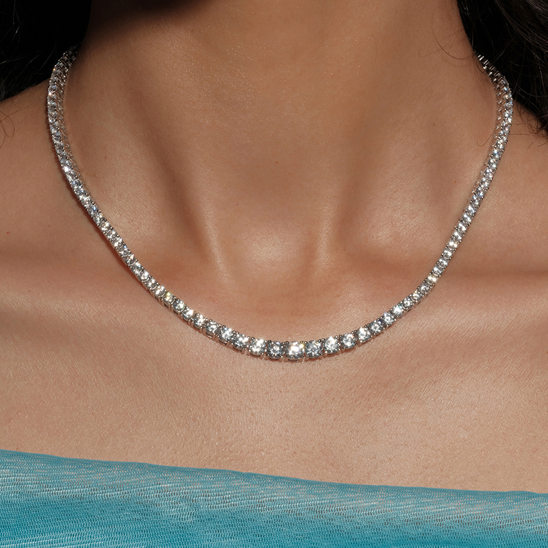 【CnHnOn脂肪商店】s925纯银锆石tennis网球钻渐变大小项链