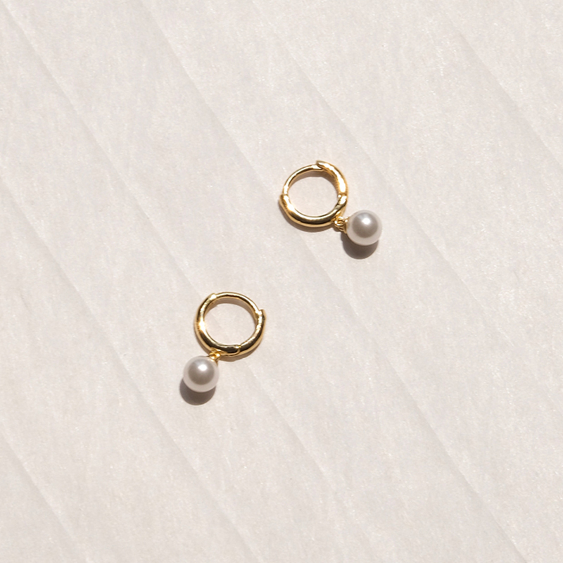 法式风金色耳环珍珠吊坠吊坠