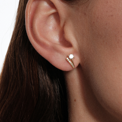 【CnHnOn脂肪商店】s925纯银浪漫法式流星划过精致小鼻妞镶钻耳钉