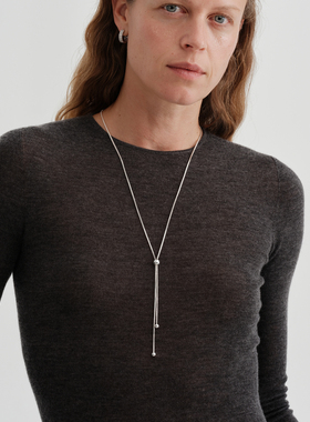 【CnHnOn脂肪商店】时髦滑动可调节抽绳链条随性欧美长项链毛衣链