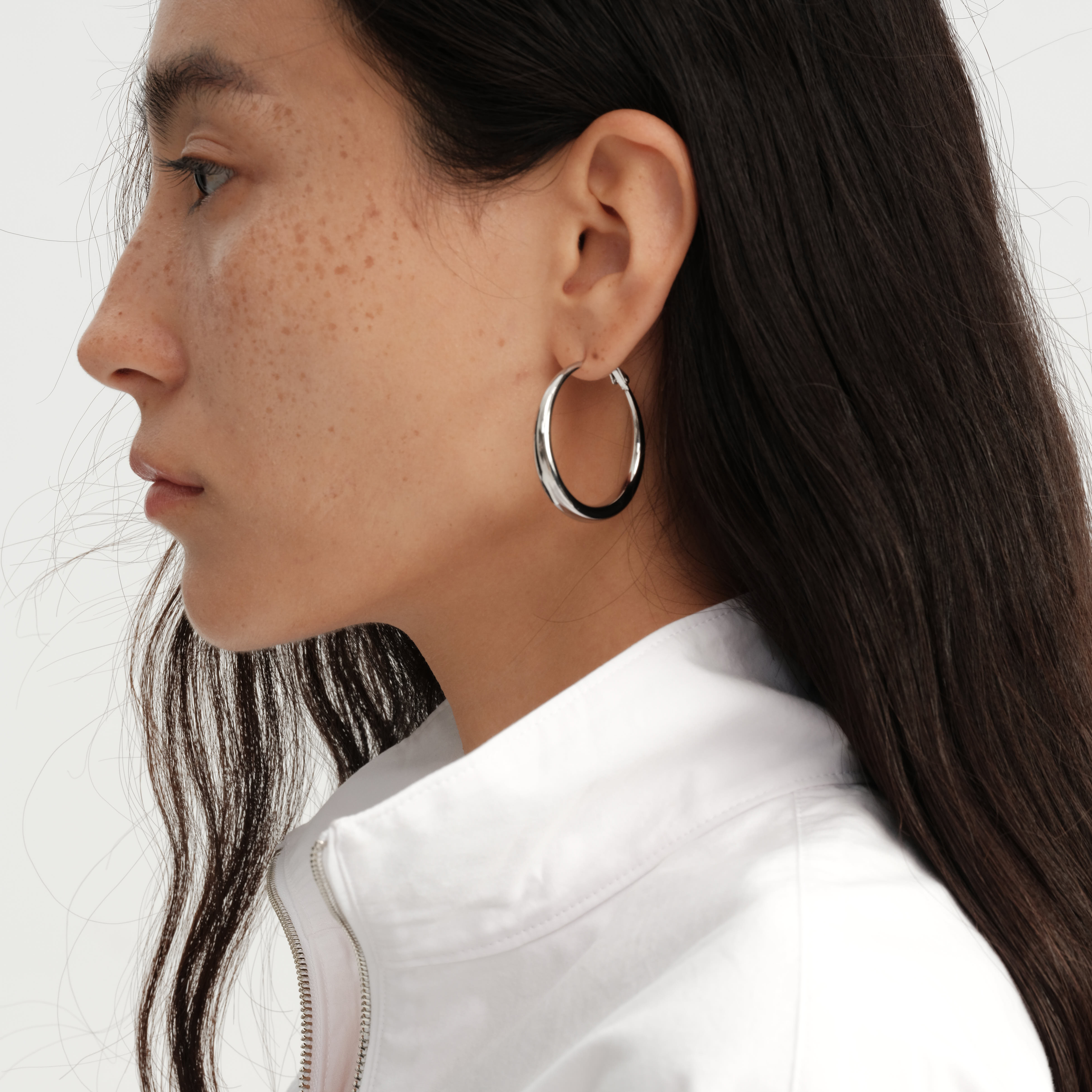 【CnHnOn脂肪商店】都市简约时髦百搭光面经典月牙大耳圈耳夹耳环