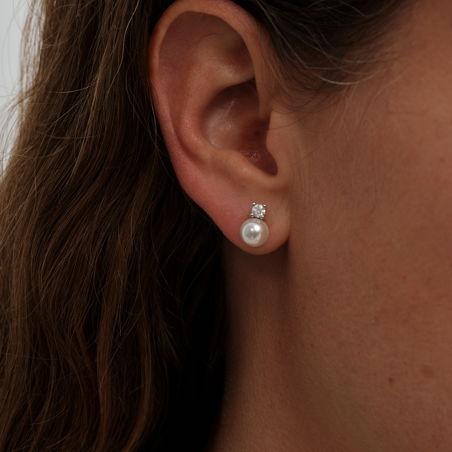 【CnHnOn脂肪商店】s925纯银莫桑钻珍珠简约樱桃珍珠钻耳钉耳环