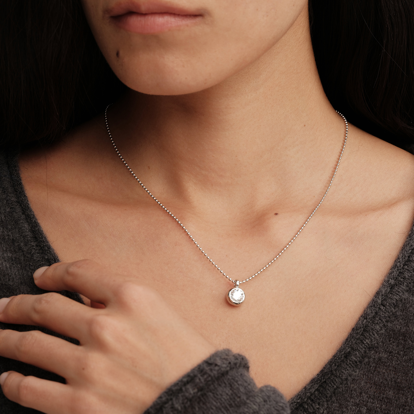 【CnHnOn脂肪商店】通体s925纯银高级质感珠链泡泡钻简约百搭项链