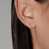 s925纯银法式 CnHnOn脂肪商店 迷你微镶钻圆钻精致小耳圈耳钉