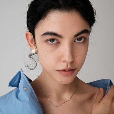 熔岩纹理闪亮小耳圈耳钉