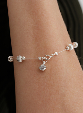 【CnHnOn脂肪商店】小众镂空悬浮散落猫眼光泽银珠渐变设计手链