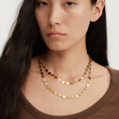 CnHnOn脂肪商店 小众复古做小太阳镂空雏菊花亮片长项链毛衣链