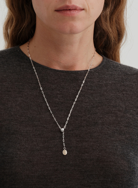 【CnHnOn脂肪商店】天然蝶贝虎眼石椭圆可调节扣瓢虫坠毛衣链项链