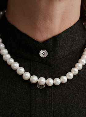 【CnHnOn脂肪商店】天然爱迪生淡水珍珠近圆强光贵气金珠扣项链