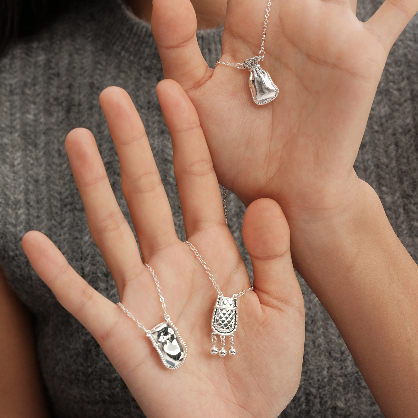 【CnHnOn脂肪商店】小众设计简约小荷包钱袋招财幸运亮银吊坠项链