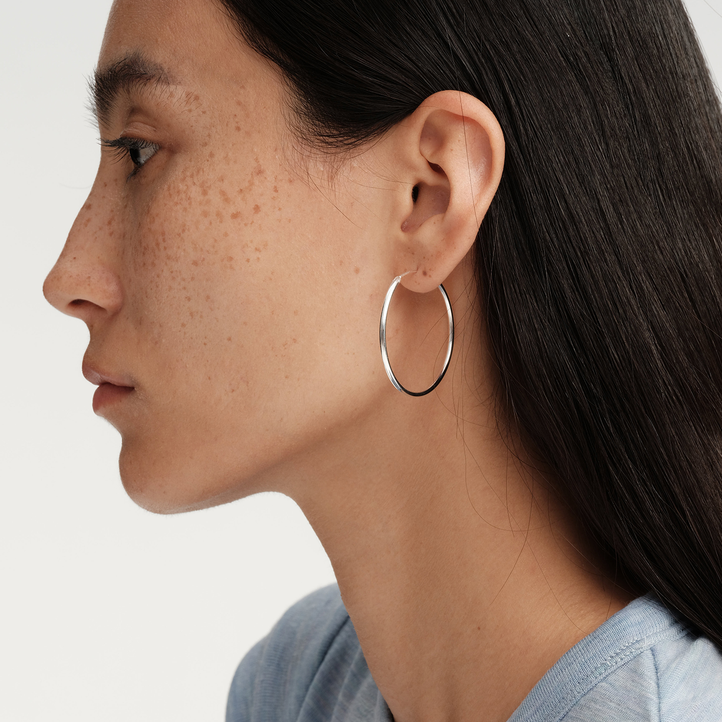 【CnHnOn脂肪商店】通体s925纯银空心细款大耳圈百搭多尺寸耳环