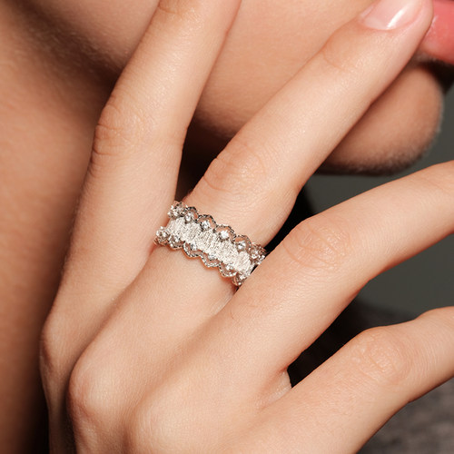 【 CnHnOn脂肪商店 】高级重工复古宫廷拉丝质感蕾丝花边镶钻戒指