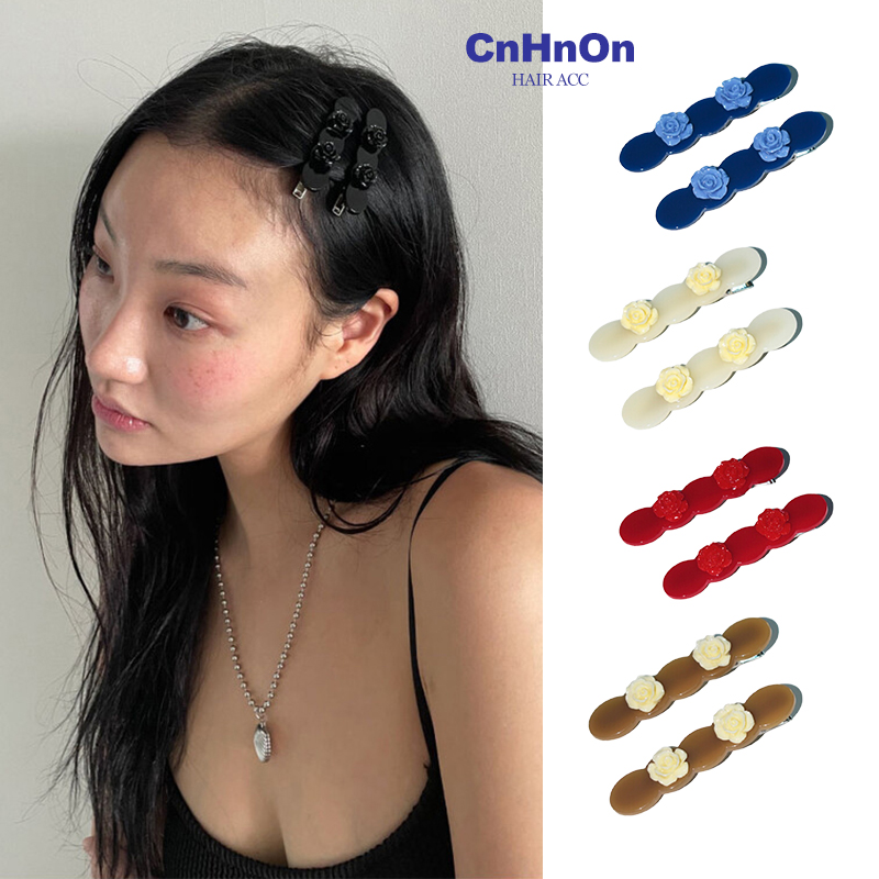 【CnHnOn脂肪商店】复古甜美奶油玫瑰花韩国小众质感发夹刘海夹