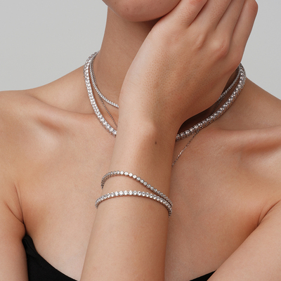 【CnHnOn脂肪商店】s925纯银3a活彩锆石镶钻欧美tennis钻石手链