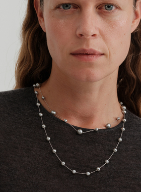 【CnHnOn脂肪商店】简约时髦真多麻灰色珍珠镂空星空链叠戴项链