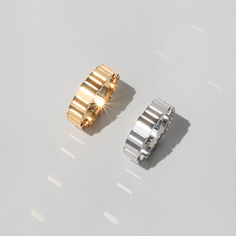 【CnHnOn脂肪商店】s925纯银高抛光工艺镜面方块拼接高级质感戒指