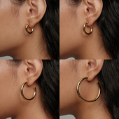 CnHnOn脂肪商店 高保色欧美时髦简约空心多尺寸C形耳圈耳环