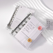 小红书同款 简约PVC活页软壳笔记本A8双扣卡册 透明M5手账本ins韩版