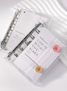 小红书同款透明M5手账本ins韩版简约PVC活页软壳笔记本A8双扣卡册