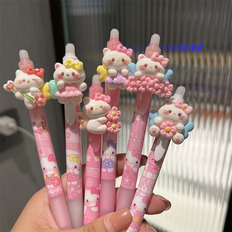 樱花凯蒂猫按动可擦笔st头中性笔磨磨乐速干学生少女心挂件笔