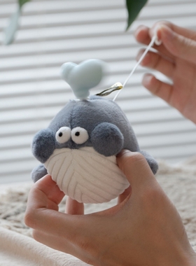 logaloga啰嘎啰嘎 海洋系列 鲸鱼 毛绒拉绳玩具按压公仔 玩偶挂饰